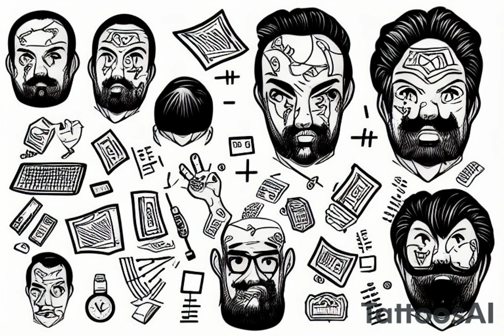 Surprised man doing math. tattoo idea