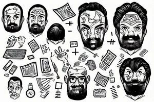 Surprised man doing math. tattoo idea