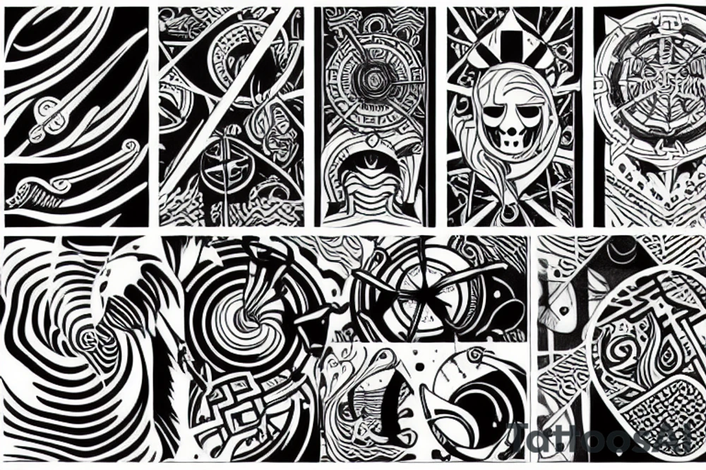 nautical surreal geometric creative tattoo idea