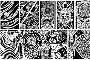 nautical surreal geometric creative tattoo idea