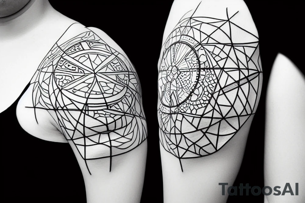 nautical surreal geometric creative tattoo idea