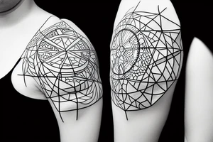 nautical surreal geometric creative tattoo idea