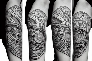 nautical surreal geometric creative tattoo idea