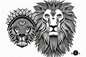 zen africa queen lion meditate tattoo idea