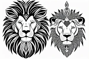 zen africa queen lion meditate tattoo idea
