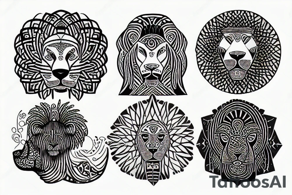 zen africa queen lion meditate tattoo idea