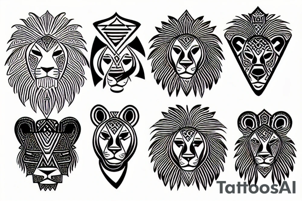 zen africa queen lion meditate tattoo idea