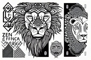 zen africa queen lion meditate tattoo idea