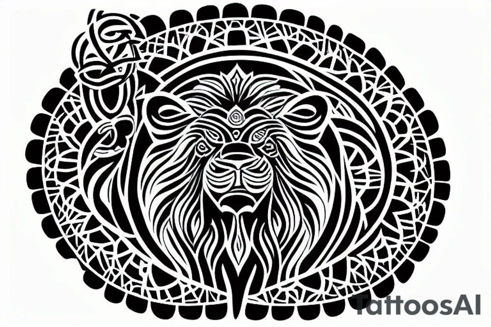 zen africa queen lion meditate tattoo idea