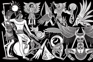 the Egyptian god of night fighting the greek god of day tattoo idea