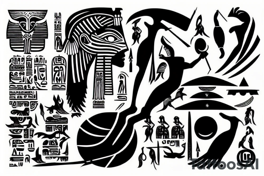 the Egyptian god of night fighting the greek god of day tattoo idea