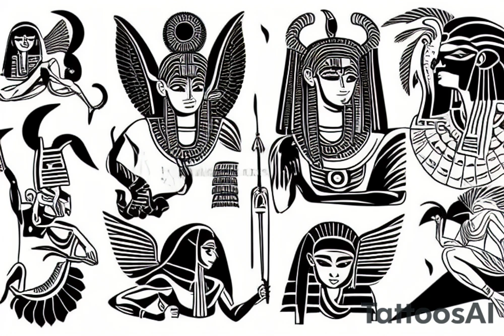 the Egyptian god of night fighting the greek god of day tattoo idea