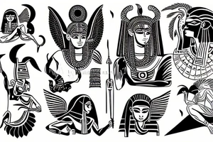 the Egyptian god of night fighting the greek god of day tattoo idea