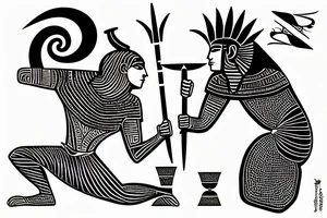 the Egyptian god of night fighting the greek god of day tattoo idea