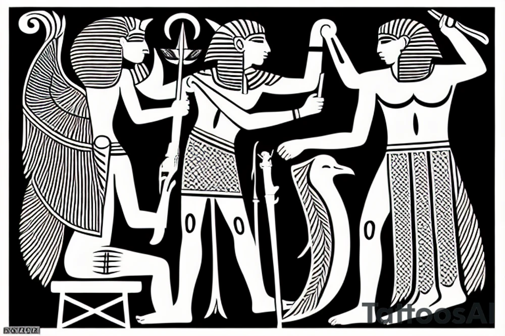 the Egyptian god of night fighting the greek god of day tattoo idea