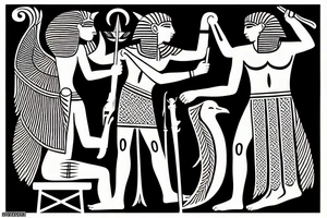 the Egyptian god of night fighting the greek god of day tattoo idea