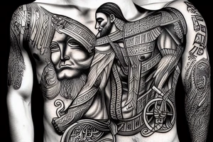 the god ra fighting the god zeus tattoo idea