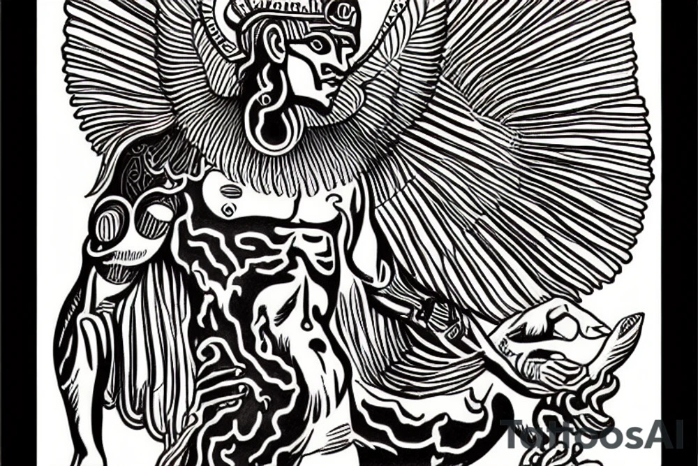 the god ra fighting the god zeus tattoo idea