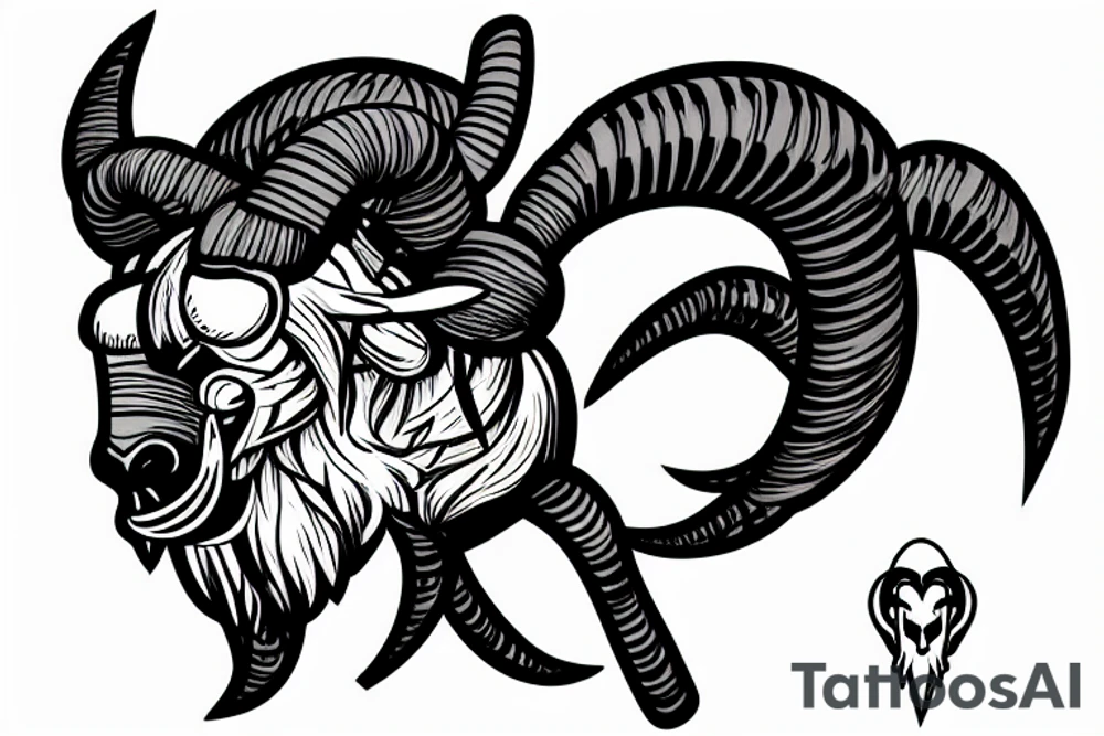 A large ram crushing a giant spider with its head tattoo idea