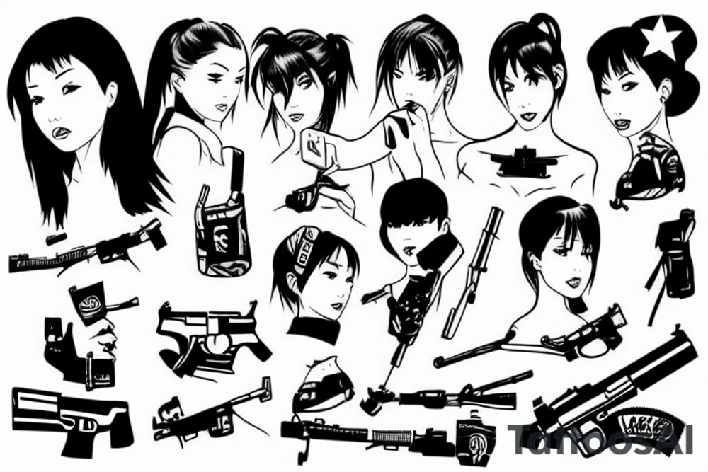 misato with a gun tattoo idea