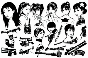 misato with a gun tattoo idea