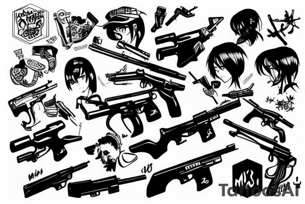 misato with a gun tattoo idea