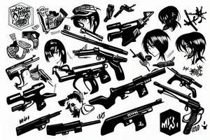 misato with a gun tattoo idea