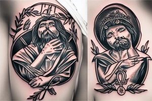 a cat eating jesus tattoo idea