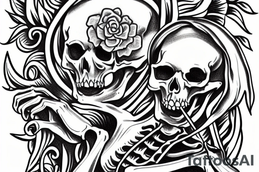 skeleton praying for peace tattoo idea