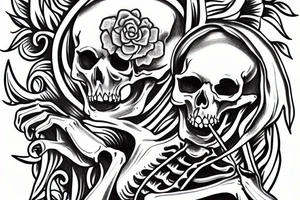 skeleton praying for peace tattoo idea