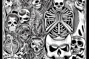 skeleton praying for peace tattoo idea