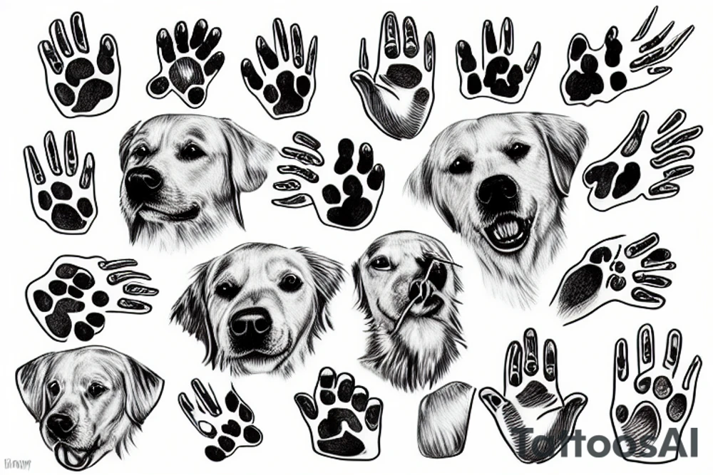 A paw of a golden retriever dog tattoo idea