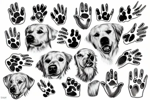 A paw of a golden retriever dog tattoo idea