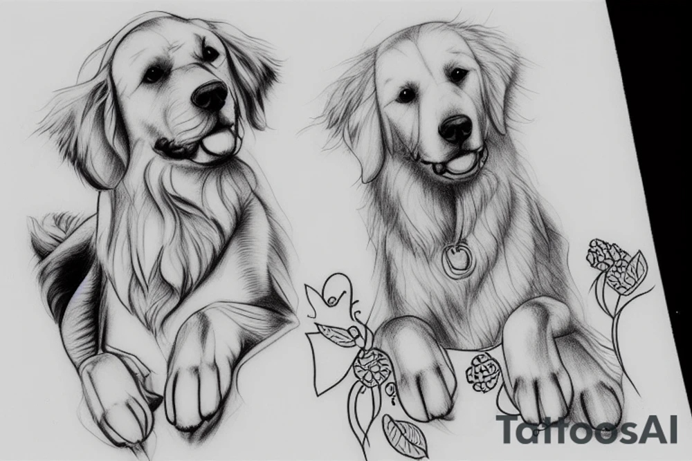 A foot mark of a golden retriever dog tattoo idea