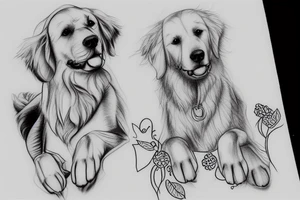 A foot mark of a golden retriever dog tattoo idea