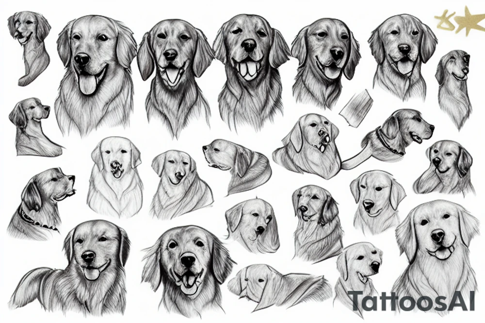 A foot mark of a golden retriever dog tattoo idea