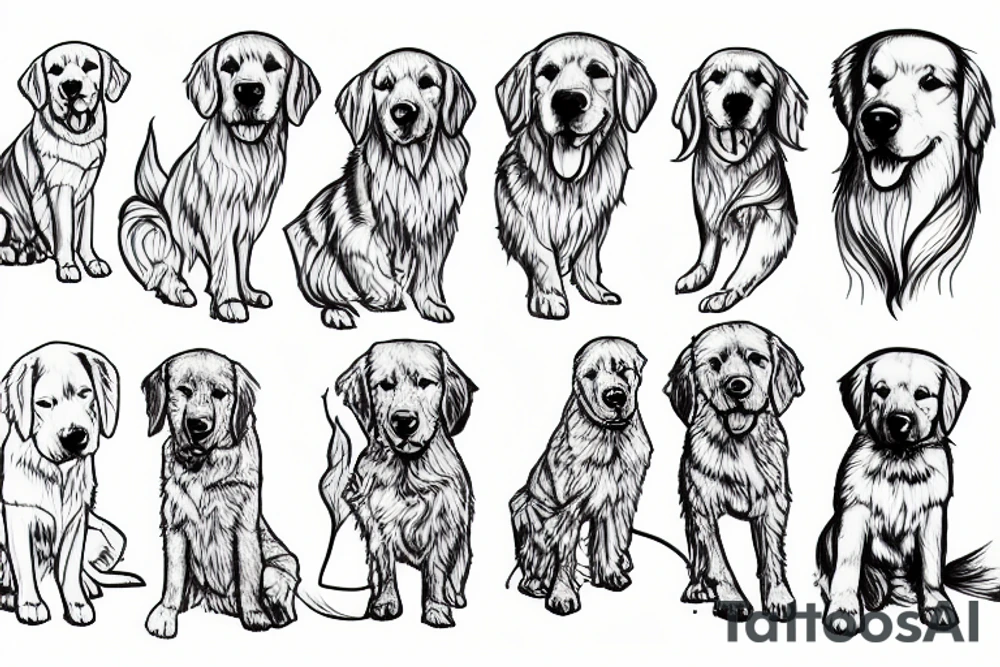 A foot mark of a golden retriever dog tattoo idea