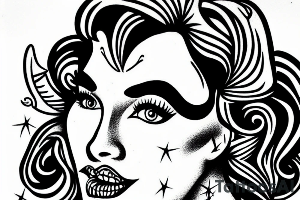 Pin up girl with a devils face tattoo idea