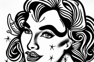 Pin up girl with a devils face tattoo idea