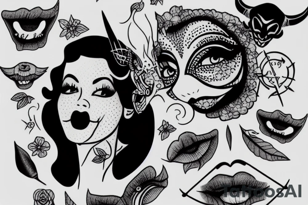 Pin up girl with a devils face tattoo idea