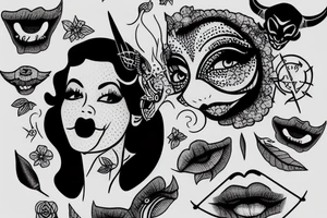 Pin up girl with a devils face tattoo idea