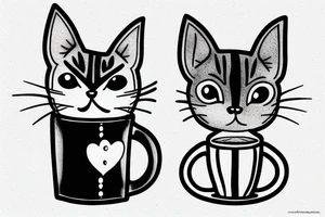 Cat in a suit drinking coffee tattoo idea