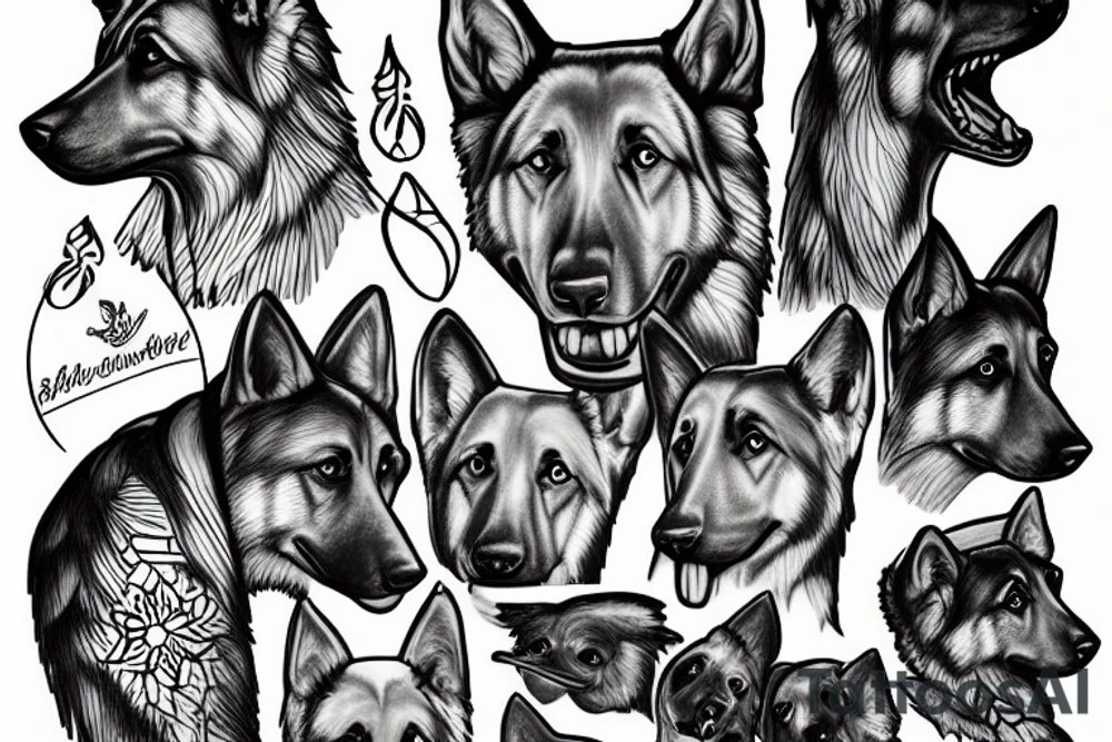 the side profile of a german shepherd tattoo idea