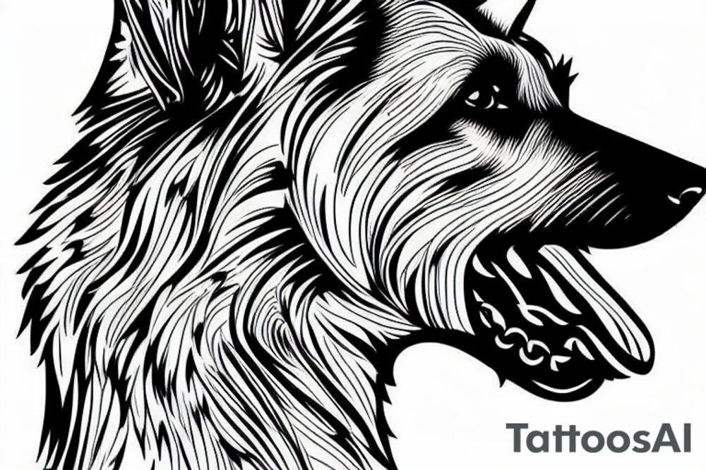 the side profile of a german shepherd tattoo idea