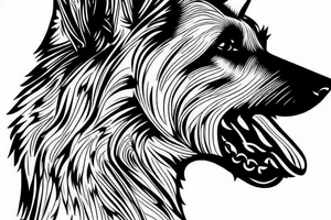 the side profile of a german shepherd tattoo idea