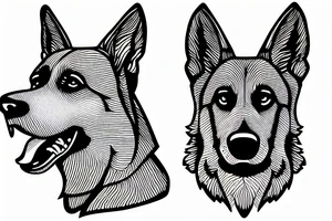 the side profile of a german shepherd tattoo idea