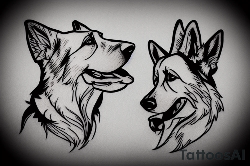 the side profile of a german shepherd tattoo idea