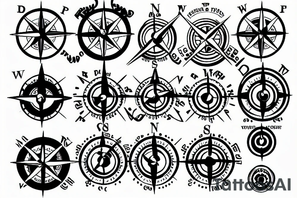 compass with points to directions tattoo idea