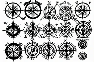 compass with points to directions tattoo idea