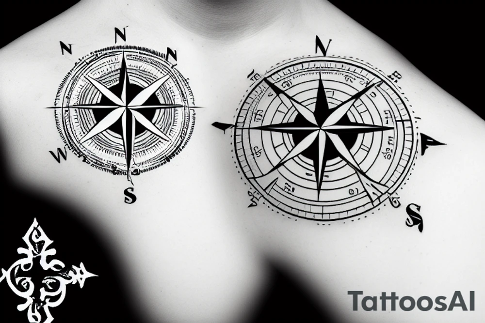 compass with points to directions tattoo idea